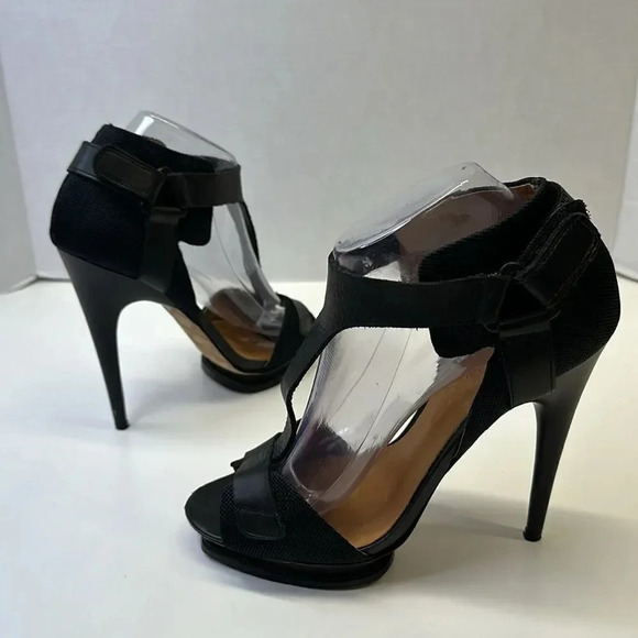 LAMB by Gwen Stefani High Heels Stiletto Platform Leather Shoes Black Size 8.5 - Picture 7 of 12